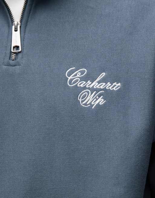 Carhartt WIP – Longhand – Sweatshirt in Blau mit kurzem Reißverschluss, 5 von 5