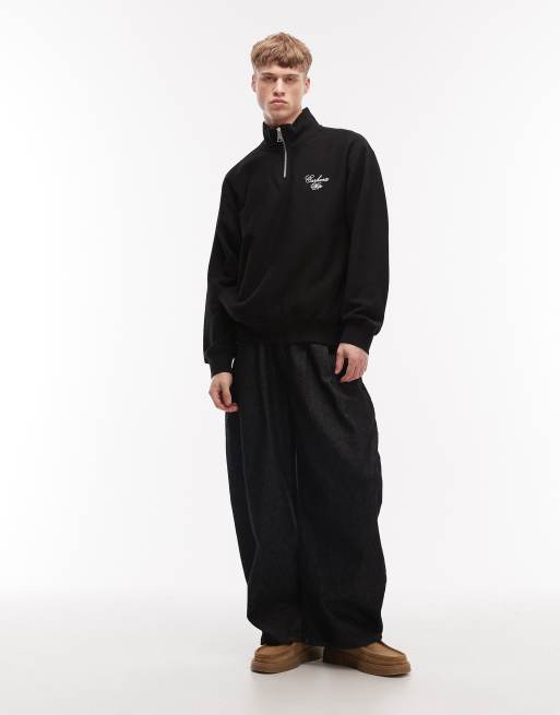 Carhartt WIP – Longhand – Sweatshirt in Schwarz mit kurzem Reißverschluss, 2 von 5