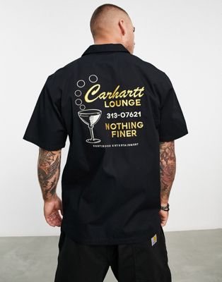 Carhartt WIP lounge back embroidered shirt in black