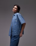 [Carhartt WIP] Carhartt WIP Lovilia denim shirt in light wash-Blue S Light Blue