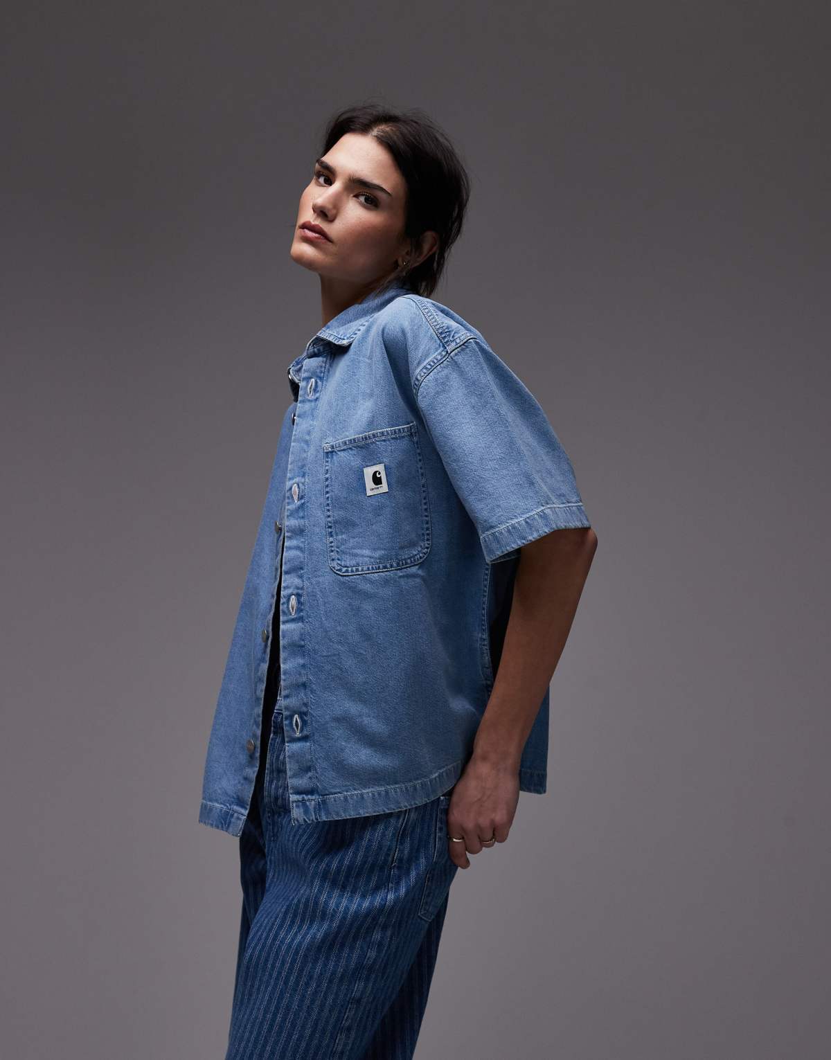 Carhartt WIP lovilia denim shirt in light wash