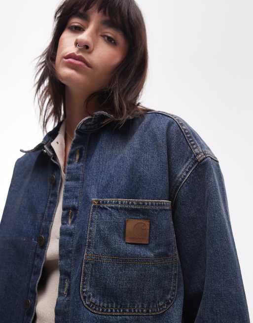 Carhartt WIP - Lovilia - Forvasket blå skjortejakke, 3 af 4