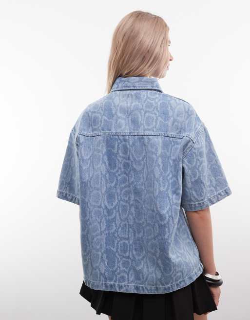 Carhartt WIP – Lovilia – Kurzärmliges Hemd in Blau mit Schlangenmuster, 4 von 4