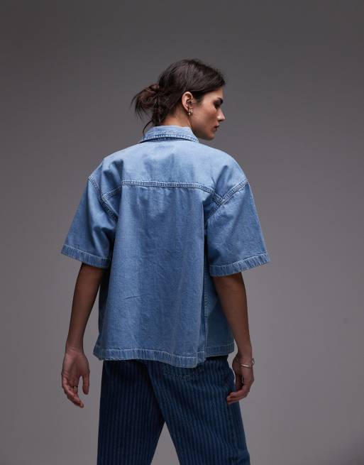Carhartt WIP - Lovilia - Lyseblå og forvasket denimskjorte, 3 af 4