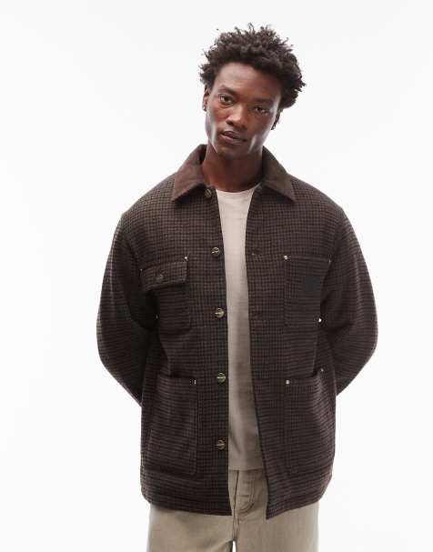 Carhartt WIP - Lowis Chore - Brun frakke med pepitatern - view 1