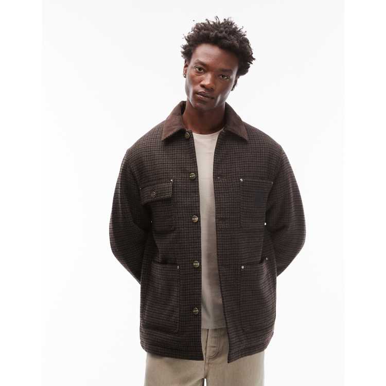 Carhartt WIP lowis chore coat in brown houndstooth check | ASOS