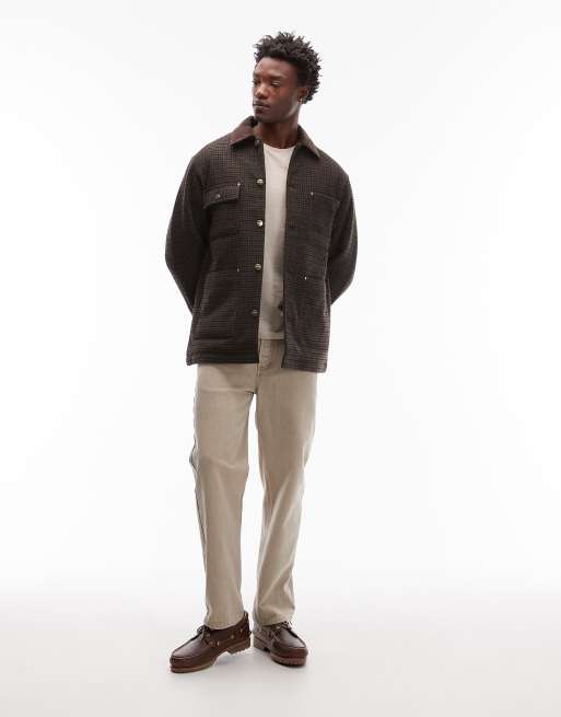 Carhartt WIP lowis chore coat in brown houndstooth check | ASOS