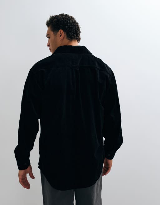 Carhartt WIP Loyde langærmet fløjls skjorte i sort, 5 af 5