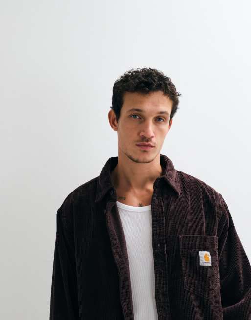 Carhartt WIP Loyde long sleeve corduroy shirt in dark brown, 4 of 5