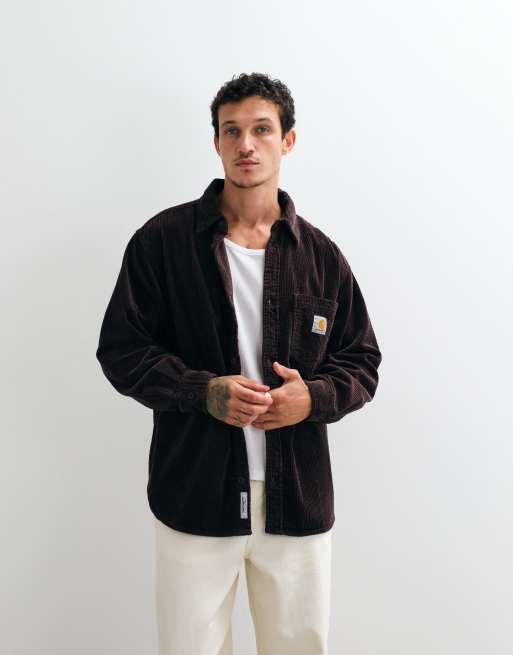 Carhartt WIP Loyde long sleeve corduroy shirt in dark brown, 5 of 5