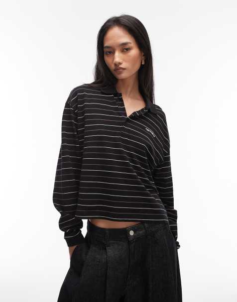 Carhartt WIP - Mabel - Gestreepte polo met lange mouwen in zwart - view 1