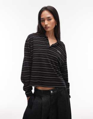 Carhartt WIP - Mabel - Langärmliges Polohemd in gestreiftem Schwarz