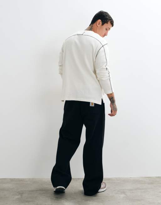 Carhartt WIP Mack wide leg joggers in black, 4 of 5