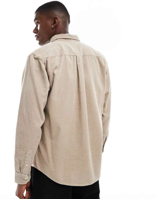 Carhartt WIP - Madison - Beige fløjlsskjorte med lange ærmer, 4 af 4
