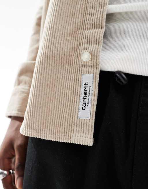 Carhartt WIP – Madison – Beige, långärmad skjorta i manchester, 3 av 4