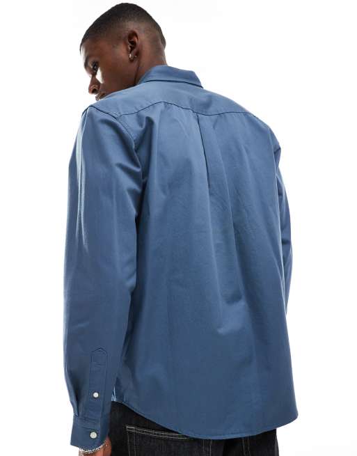 Carhartt WIP - Madison - Blå skjorte med lange ærmer, 4 af 4