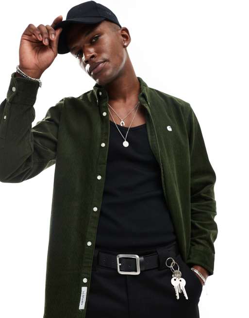 Carhartt WIP - Madison - Camicia verde a maniche lunghe in velluto a coste