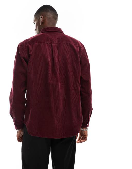 Chemise En Velours Côtelé Bordeaux 100% Coton - Taille M - Neuve Avec Étiquettes