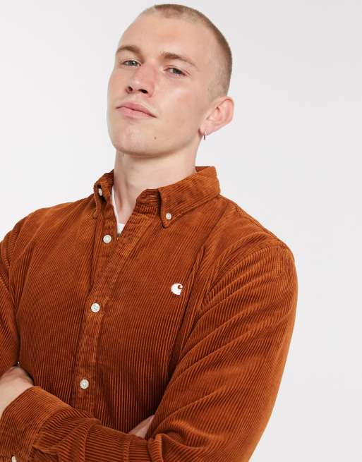 Carhartt WIP Madison cord shirt in burnt orange, 4 of 4