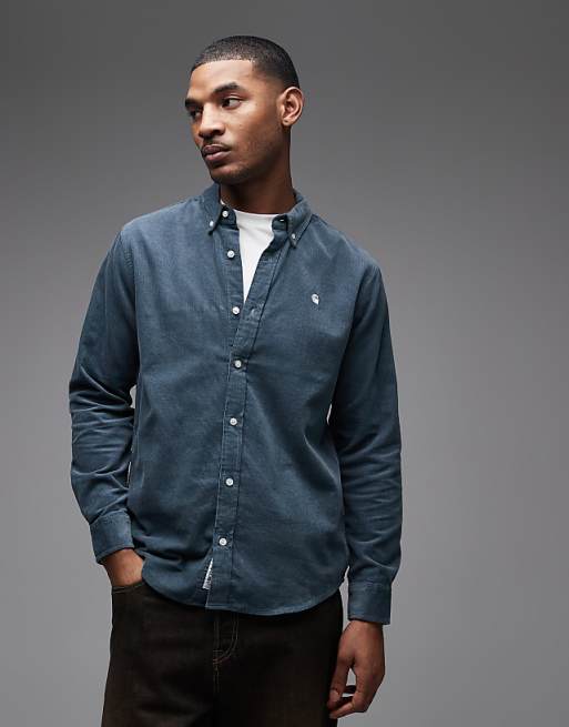 Carhartt WIP madison corduroy long sleeve shirt in dusty blue