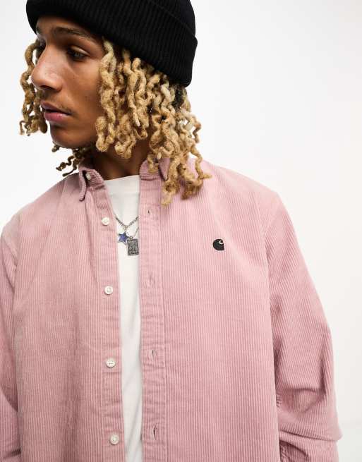 Carhartt WIP - Madison - Corduroy overhemd in roze, 3 van 4