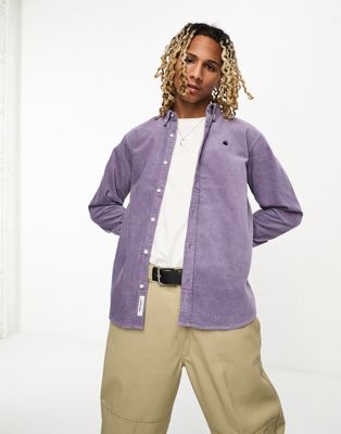 Carhartt WIP madison corduroy shirt in purple
