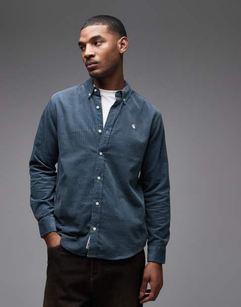 Carhartt WIP – Madison – Dimblå, långärmad skjorta i manchester - view 1