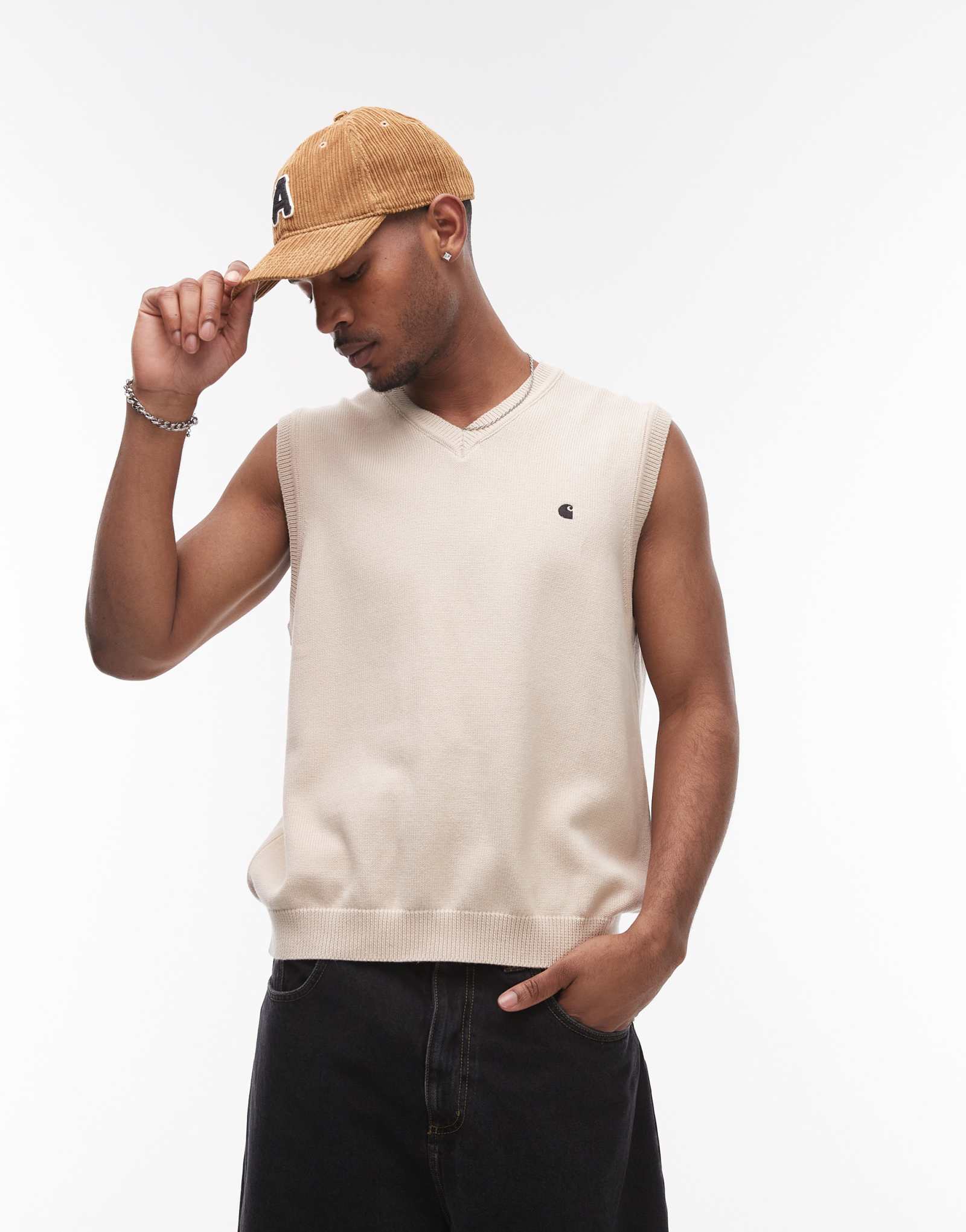Трикотажная майка Carhartt WIP madison бежевого цвета