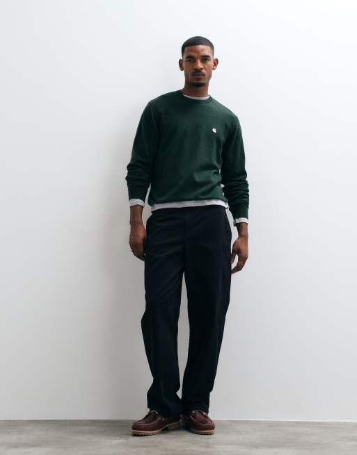 Carhartt WIP Madison knitted jumper in dark khaki, 2 of 5