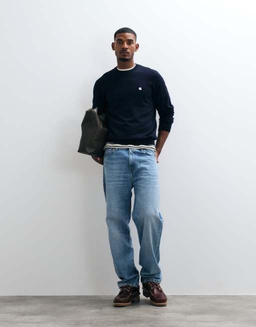 Carhartt WIP Madison knitted jumper in navy, 3 of 5