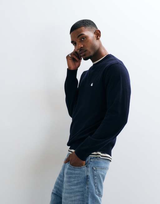Carhartt WIP Madison knitted jumper in navy, 4 of 5