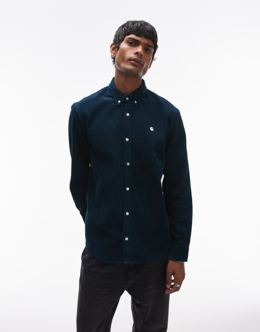 Carhartt WIP – Madison – Langärmliges Cord-Hemd in Blaugrün