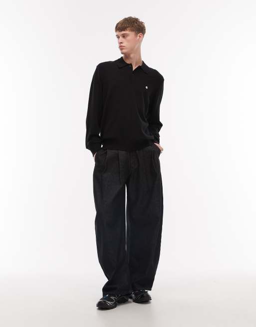 Carhartt WIP madison long sleeve polo in black, 2 of 5
