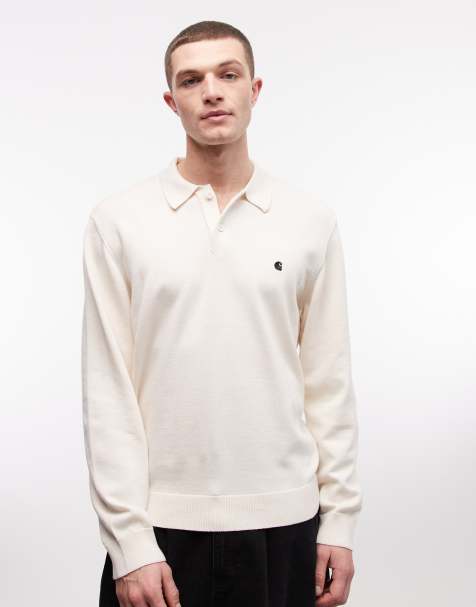Carhartt WIP Madison long sleeve polo shirt in off white - view 1