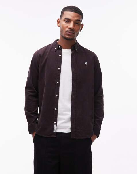 Carhartt WIP – Madison – Mörkbrun, långärmad skjorta i manchester - view 1