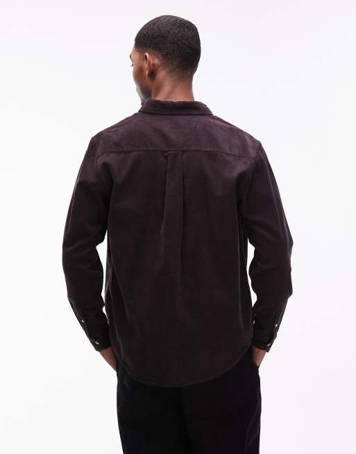 Carhartt WIP - Madison - Mørkebrun langærmet skjorte i fløjl, 3 af 5