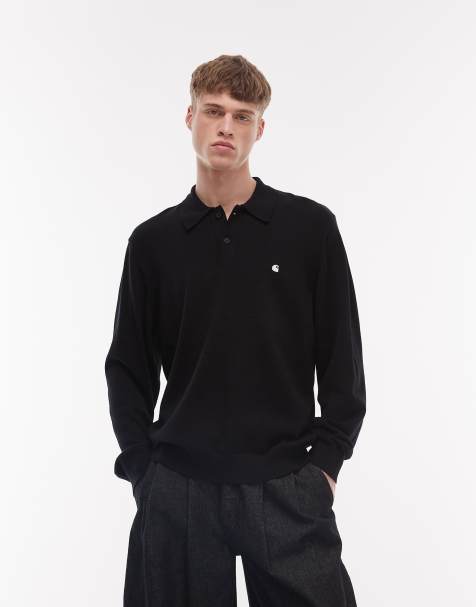Carhartt WIP - Madison - Polo a maniche lunghe nera - view 1