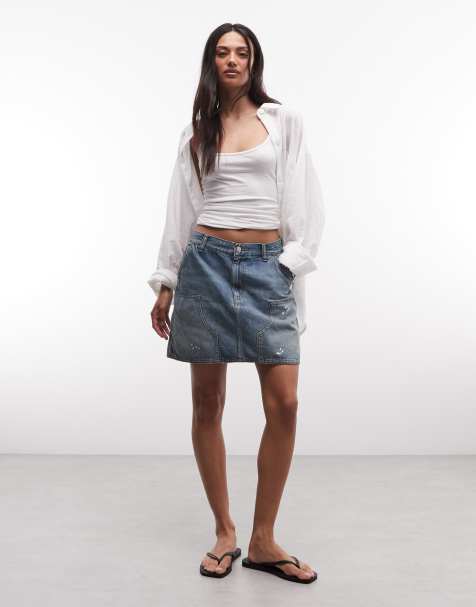 Carhartt WIP - Maeve - Mini rok met dubbele kniestukken in blauw - view 1