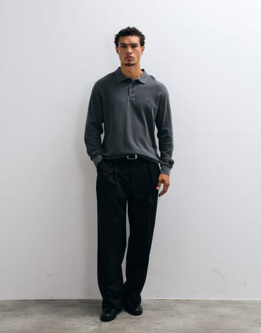 Carhartt WIP maglia rugby a maniche lunghe in waffle lavata nera, 2 di 5