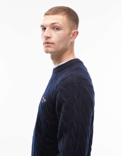 Carhartt WIP - Maglione lavorato blu navy con scritta, 4 di 5