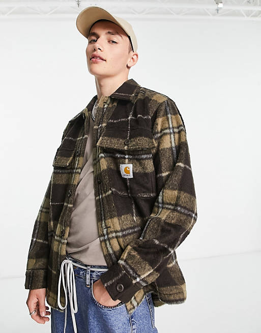 Carhartt WIP manning check shacket in brown | ASOS
