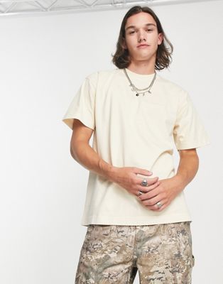 Carhartt WIP marfa raw seam t-shirt in light beige