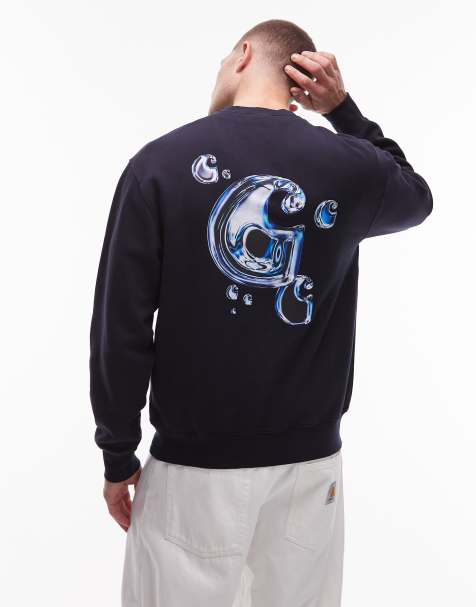 Carhartt WIP – Marinblå sweatshirt med "solar chrome"-tryck baktill - view 1