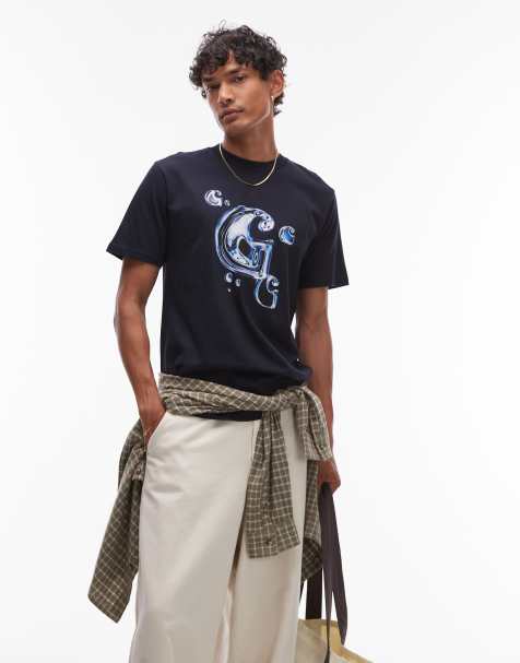 Carhartt WIP – Marinblå t-shirt med solar chrome-logga - view 1