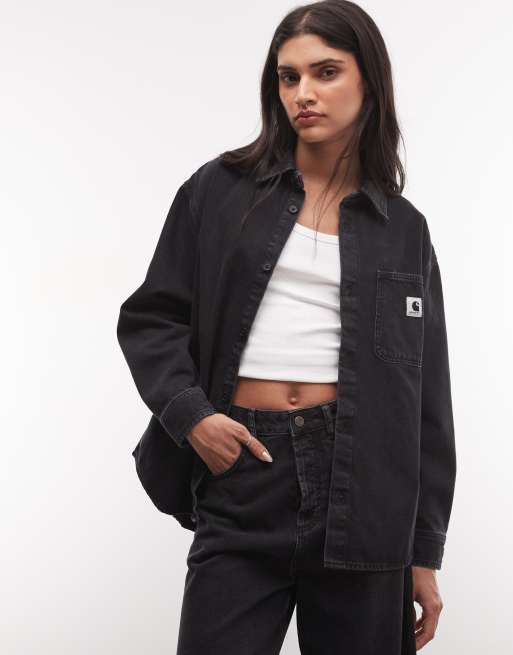 Carhartt WIP Marly denim shirt jacket in black wash, 3 of 4