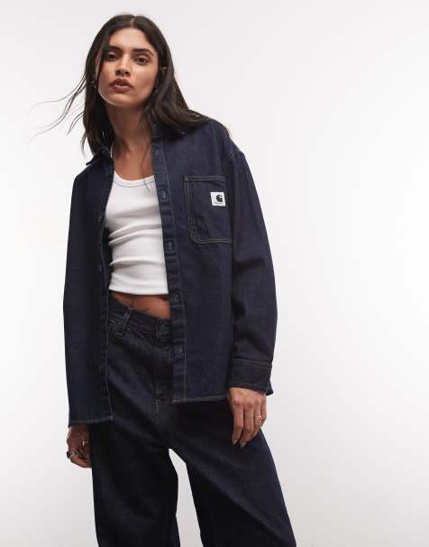 Carhartt WIP Marly denim shirt jacket in dark wash blue - view 1