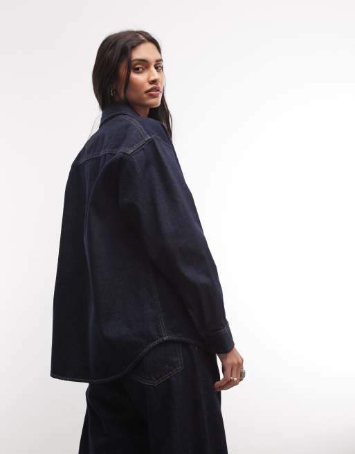 Carhartt WIP Marly denim shirt jacket in dark wash blue, 4 of 4