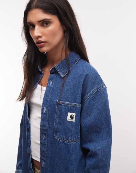 Carhartt WIP Marly denim shirt jacket in mid wash blue - view 1
