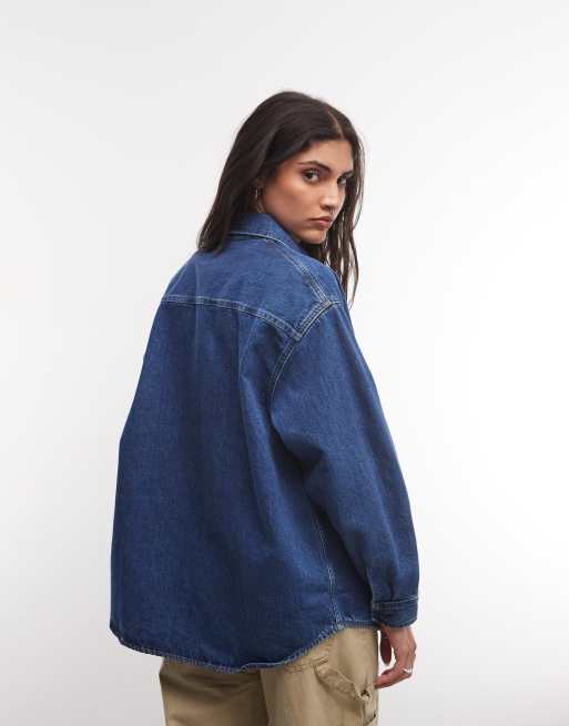 Carhartt WIP Marly denim shirt jacket in mid wash blue, 4 of 4