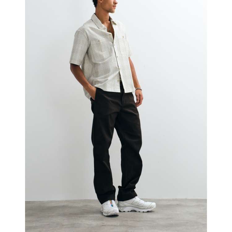 carhartt master pant tobacco WIP regular waist bartack stitching at vital stress points square label zip fly 65/35% Polyester/Cotton Denison Twill Carhartt WIP master pant in